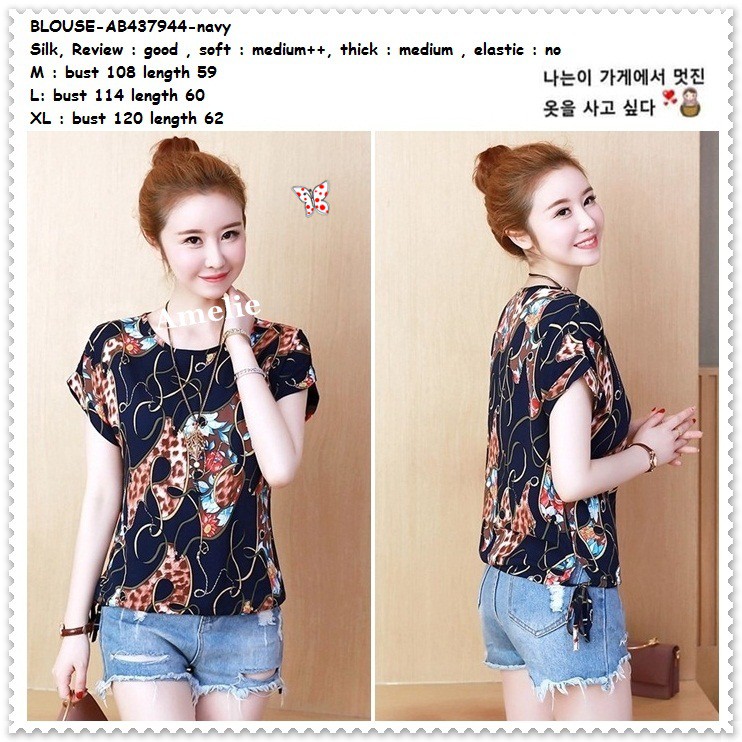 AB437944 Baju  Atasan Wanita  Silk Art Blouse Korea  Import 