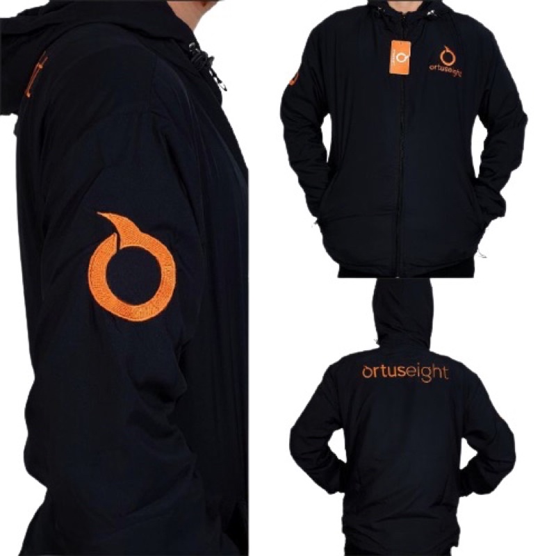 jaket parasut ortuseight unisex running casual (free gantungan kunci/stiker)