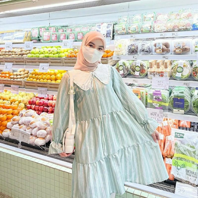 MIDI TUNIK STRIPES Vanilla Hijab