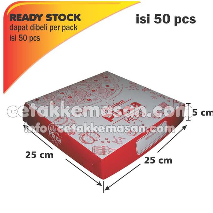 

READY COD Dus Box Kemasan PIZZA uk 25x25x5 cm Cetak 1 warna 1 pack ISI 50 pcs PROMO