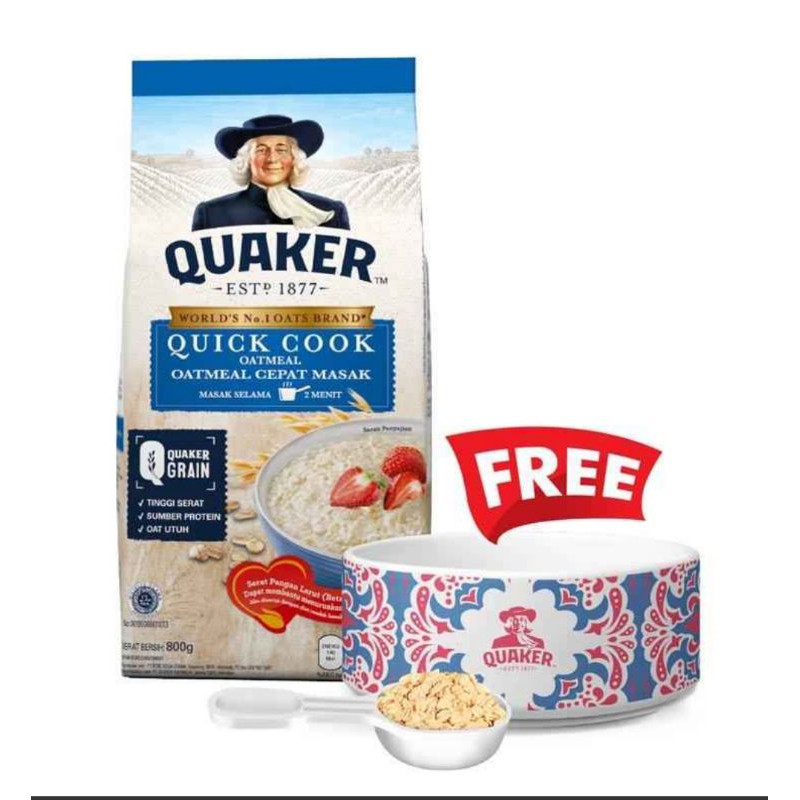 quaker oat 800gr blue FREE MANGKOK DAN SCOOP
