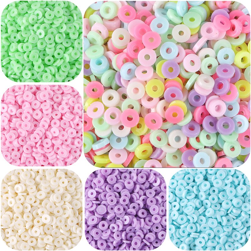 30g / Kantong 800pcs Manik-Manik Bulat Flat Polymer Resin Ukuran 6mm Untuk Membuat Perhiasan Handmade Diy