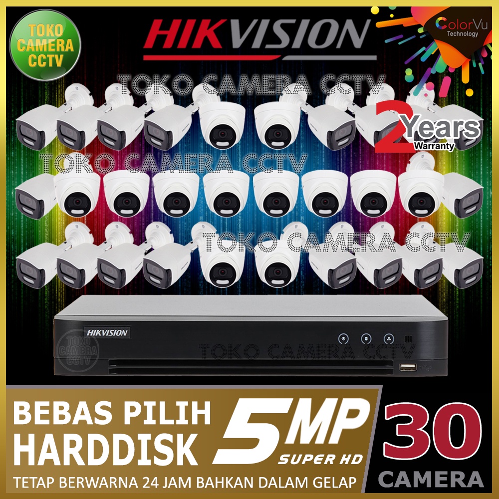 PAKET CCTV HIKVISION COLORVU 5MP 32 CHANNEL 30 KAMERA