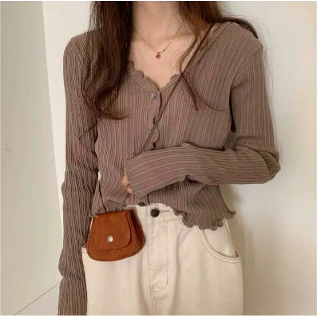 WSE390 - Blouse Rajut Zengo Blus Rajut Atasan Wanita Model Kancing Aktif / Baju Rajut Wanita / Atasan Wanita Terbaru / Cardigan Rajut Wanita PREMIUM QUALITY