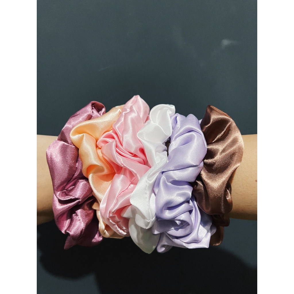 A316 SCRUNCHIES (besar) kunciran rambut pastel murah ikat rambut cepol hijab satin