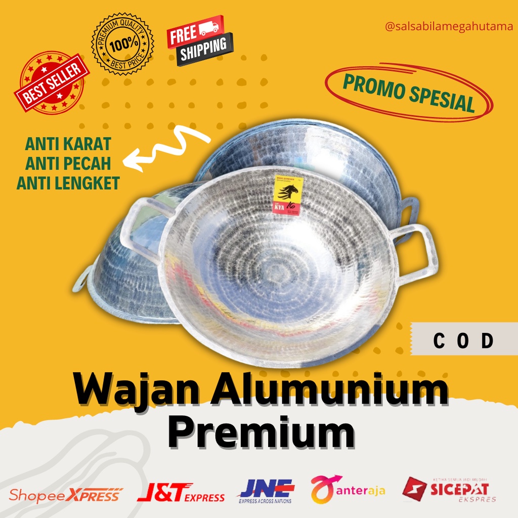 WJNALU77 - Penggorengan wajan katel kuali kenceng almunium alumunium jawa tebal anti lengket / katel