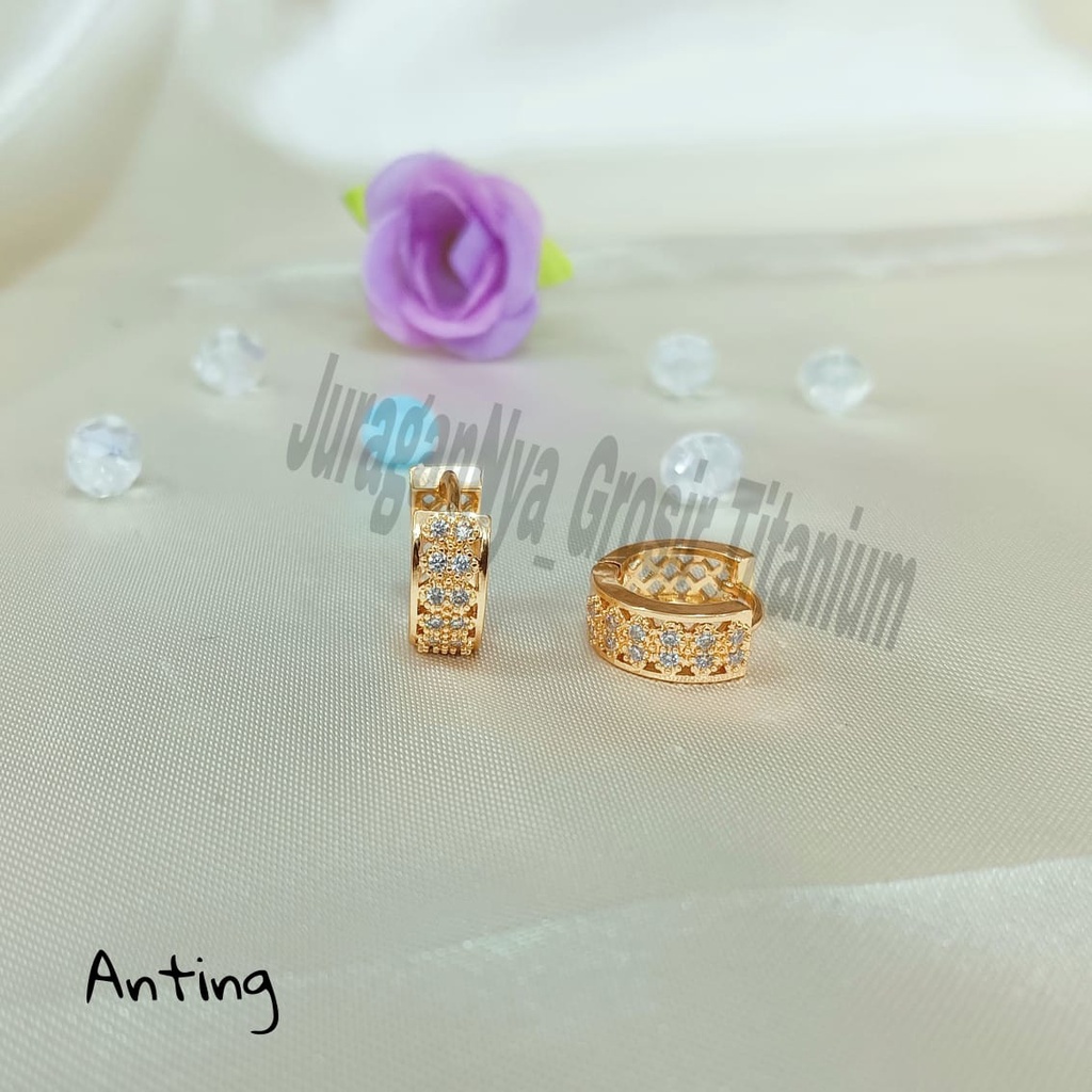 SET DEWASA Titanium RANTAI KOKOH ZIRCON perhiasan fashion Korea anti karat&amp;anti luntur