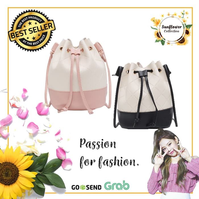 Korean Sling Bag Serut Import Wanita / Tas Selempang Serut Banyak Warna