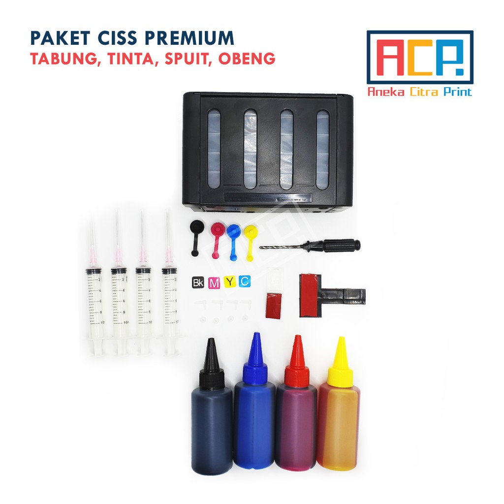 Paket Lengkap Tabung Infus Hitam Premium Canon HP + Tinta + Obeng + Spuit 10 ml