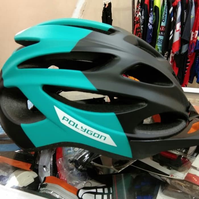 HELM SEPEDA POLYGON CLIFF HIJAU HITAM