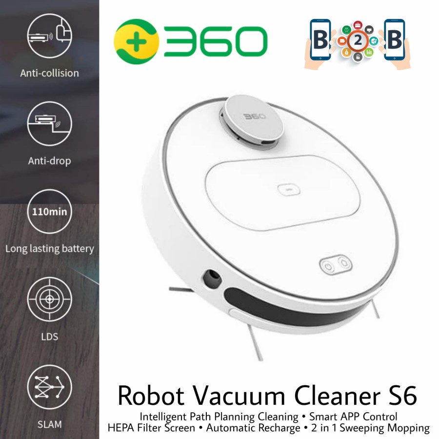 360 S6 Robot Vacuum and Mop Cleaner with LiDARs Navigation