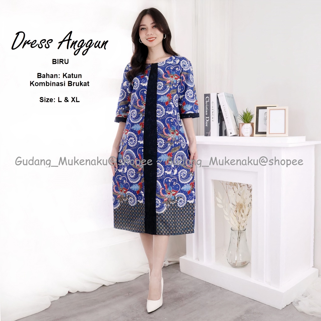 Gudang_Mukenaku Dress Anggun Bahan Katun Kombinasi Brukat Pakaian Fashion Wanita Dewasa Terbaru Premium COD bisa bayar di tujuan