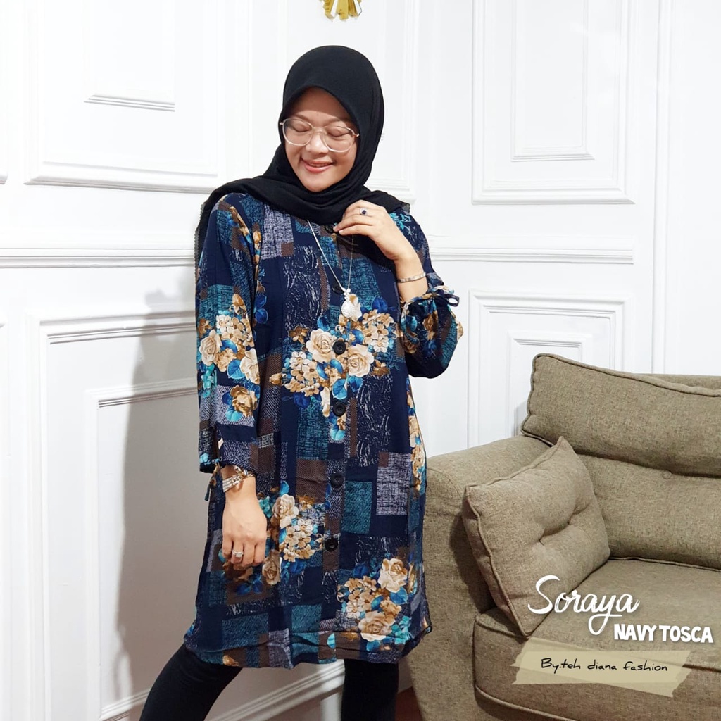 Baju Atasan Wanita Jumbo / Blouse Wanita Jumbo / Atasan Wanita Jumbo Model Soraya Viscose LD 124-3