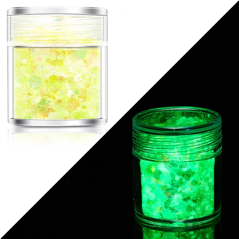 Siy 18 / 24 Warna Bubuk Glitter Sequin Holografik Luminous Untuk Dekorasi Nail Art