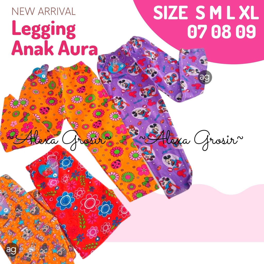 LEGGING ANAK AURA CANTIK MURAH size s 1-2 tahun -ALEXA