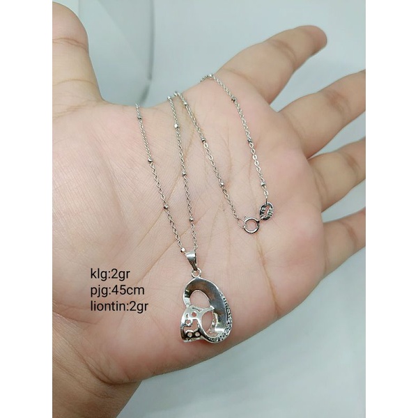 KALUNG PERAK ASLI 925 LAPIS EMAS/KALUNG RANTAI +LIONTIN MATA PUTIH COR/ASLI SILVER/ PERHIASAN FASHION
