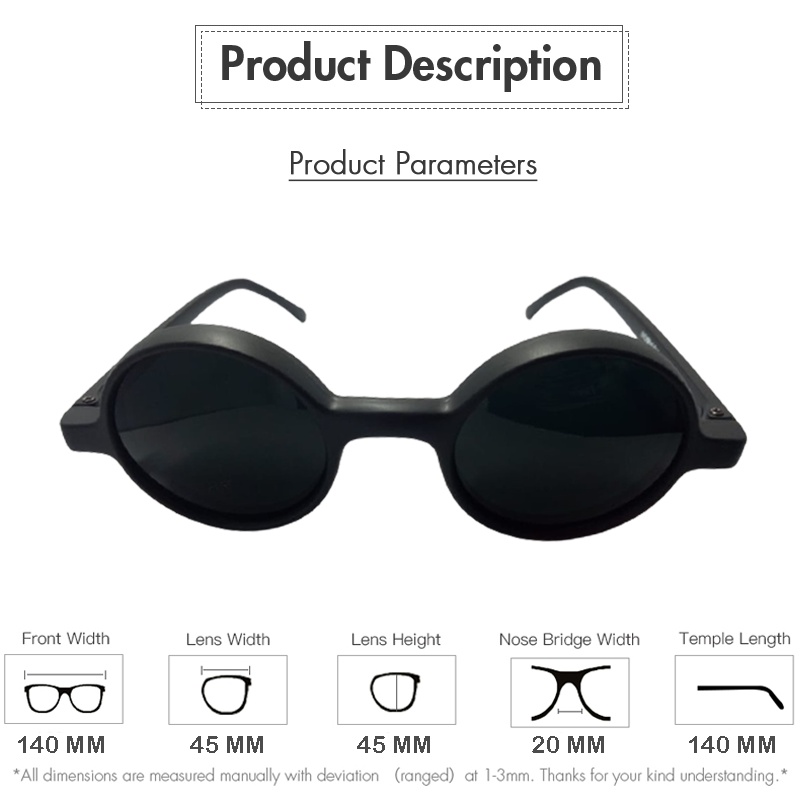 Kacamata Hitam Anti UV Fashion Pria Wanita Sunglasses Unisex Frame Bulat Boboho Kacamata Korea Fashion Outdor