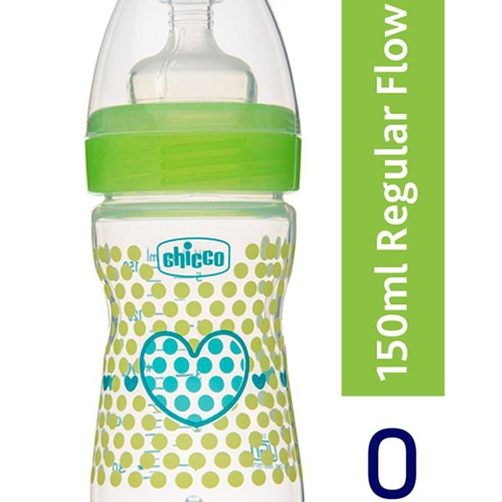 Chicco Well Being – Medium Flow 250ml green polka 2+