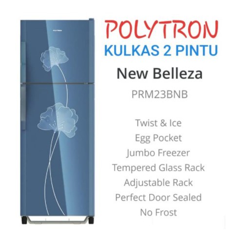 KULKAS 2 PINTU POLYTRON PRM 23 BN GARANSI RESMI 5 TAHUN