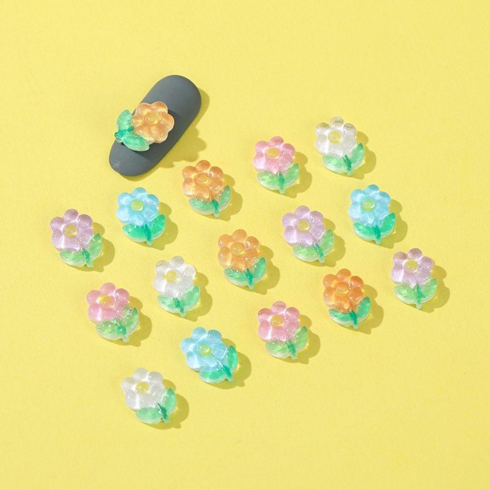 Mxbeauty Gaya Korea Pesona Kuku Resin Transparan Hiasan Kuku Warna Permen Bentuk Bunga DIY Bahan Nail Art Dekorasi Nail Art