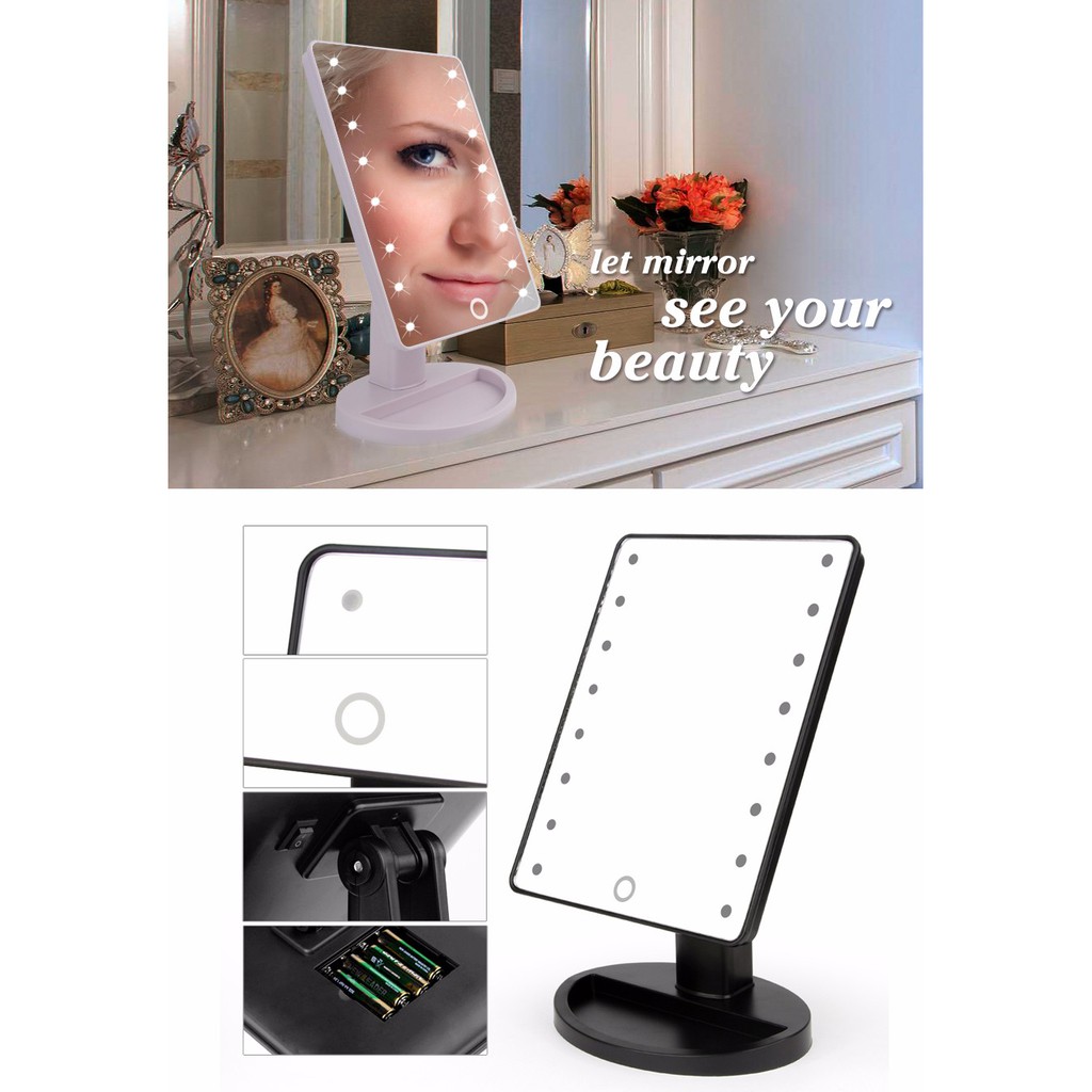 Cermin Rias Makeup Dengan Lampu LED Bisa Berputar 360 Derajat Large LED Mirror