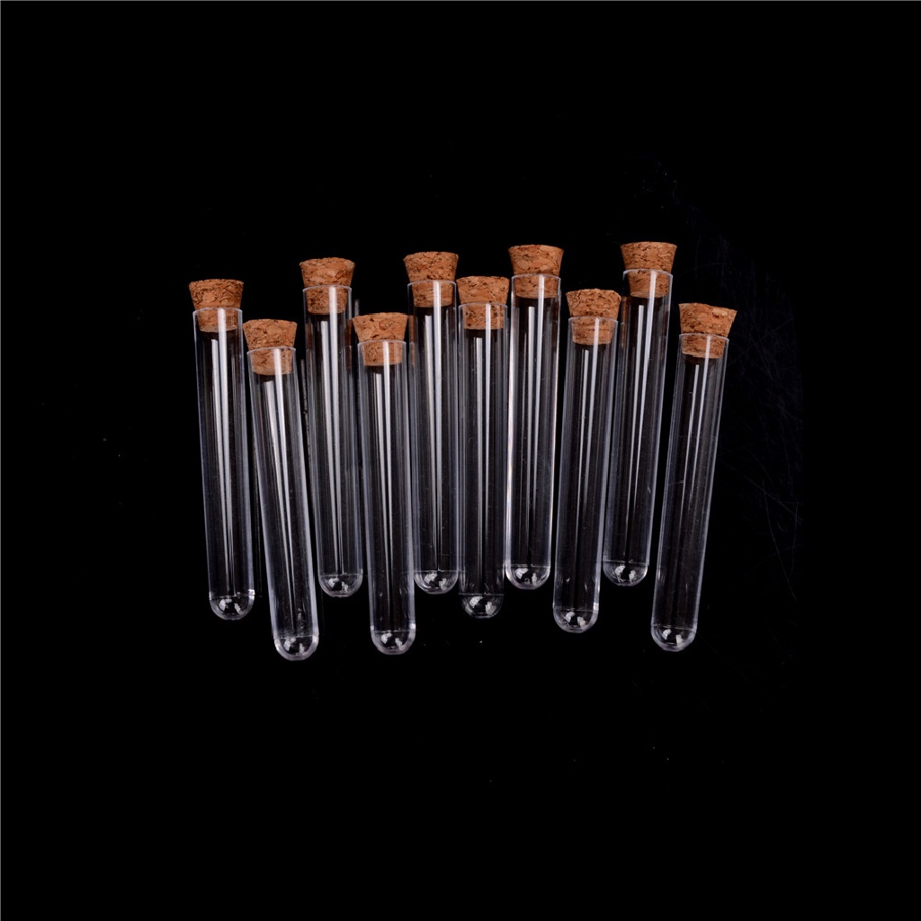 Yescool 10Pcs/lot Plastic Test Tube With Cork Vial Sample Container Bottle .