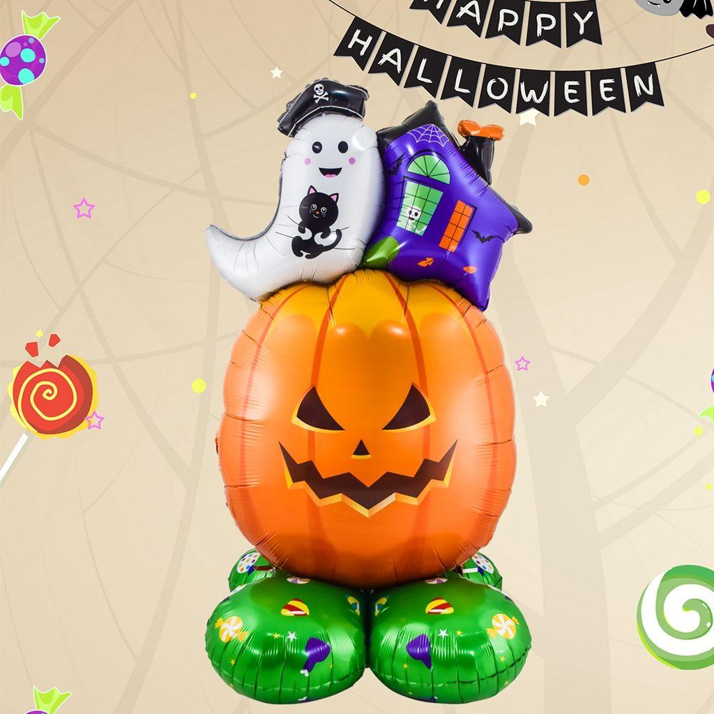 【 ELEGANT 】 Dekorasi Pesta Halloween Penyihir Kreatif, Pohon, Labu Bentuk Kartun Foil Mainan Anak