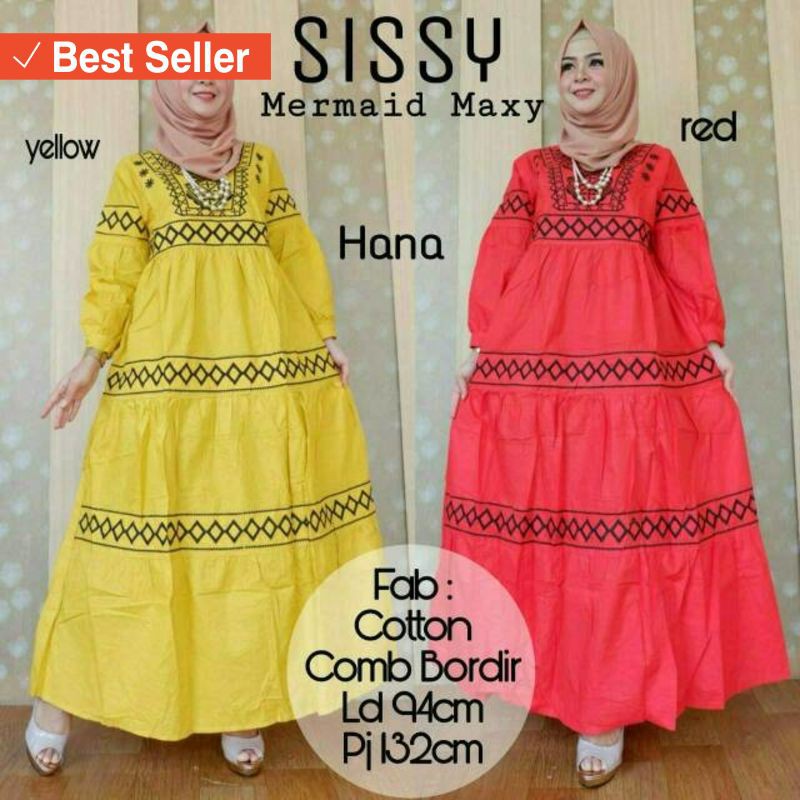 DRESS MAXI WANITA CANTIK ANGGUN RAPI HALUS MURAH / Sissy mermaid maxy ori by hana