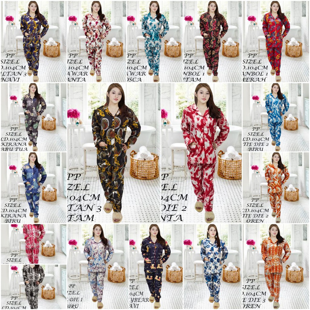 ISANNY PIYAMA SET PP SIZE.L LD.104 TIE DIE /SULTAN / BUNGA MAWAR / LOVERY BEAR / READY