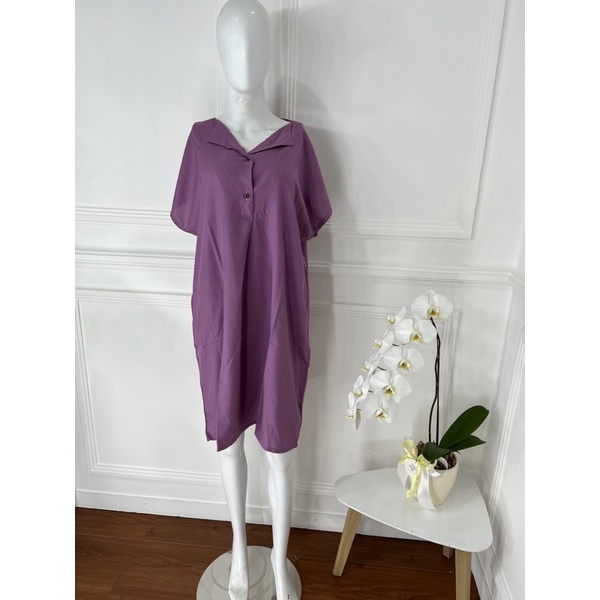 DASTER PENDEK SEBETIS RAYON MOTIF KEKINIAN VIRAL DASTER DEWASA PAKAIAN WANITA KEKINIAN LUCU-dark purple