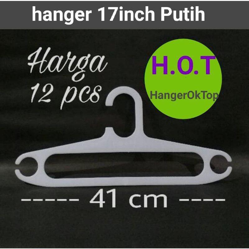 Gantungan Baju Plastik 17 inch ( Warna putih ) ( 1 Lusin )