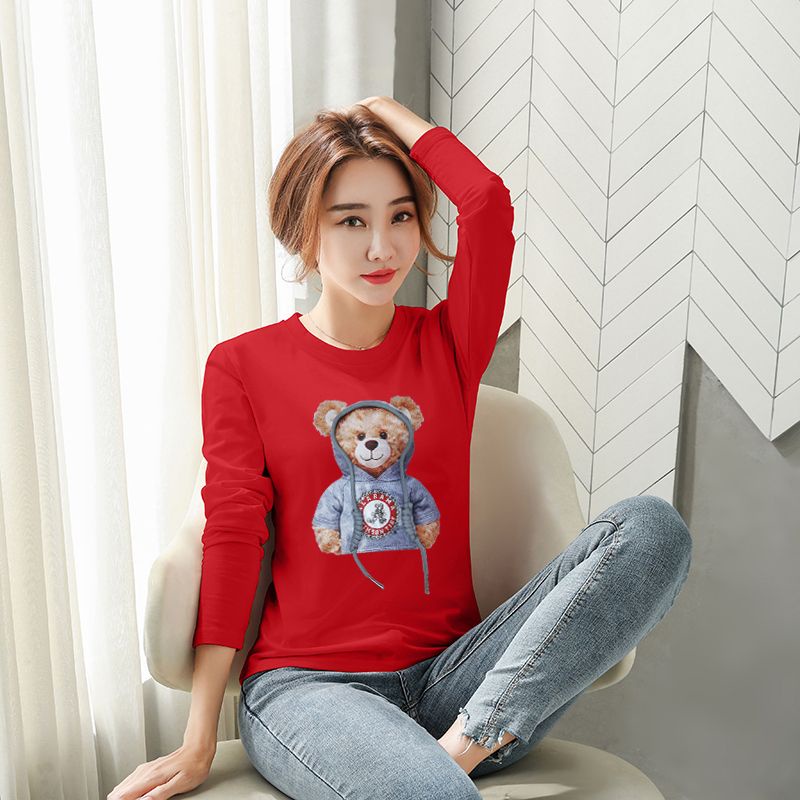 [littlecrab] Kaos Lengan Panjang Kekinian Teddy Bear Lucu Kaos Oversize T-shirt Beruang Lucu Unik Unisex Berkualitas Korean Style