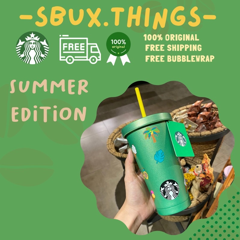 Tumbler starbucks summer 2022 coldcup stainless tropical 18oz