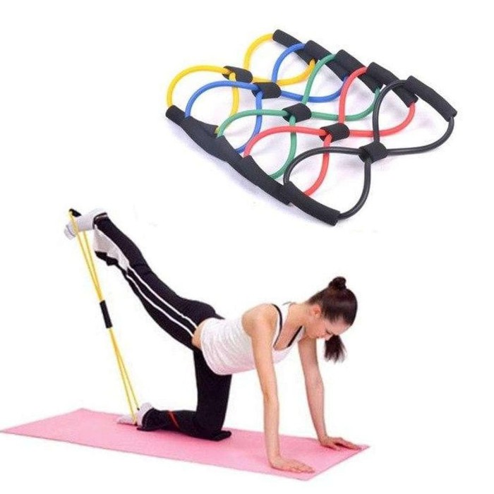 TALI ELASTIS YOGA Alat Olahraga Stretch Rope Serbaguna - Random Colour