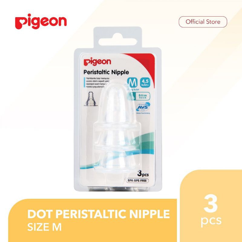 PIGEON Nipple Slim Neck Peristaltic size M L dan Y si 3 (Dot Ulir Anti Kolik)