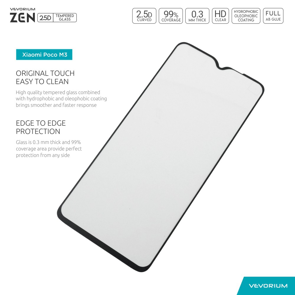 VEVORIUM ZEN 2.5D Xiaomi Poco M3 Pocophone Full Cover Tempered Glass