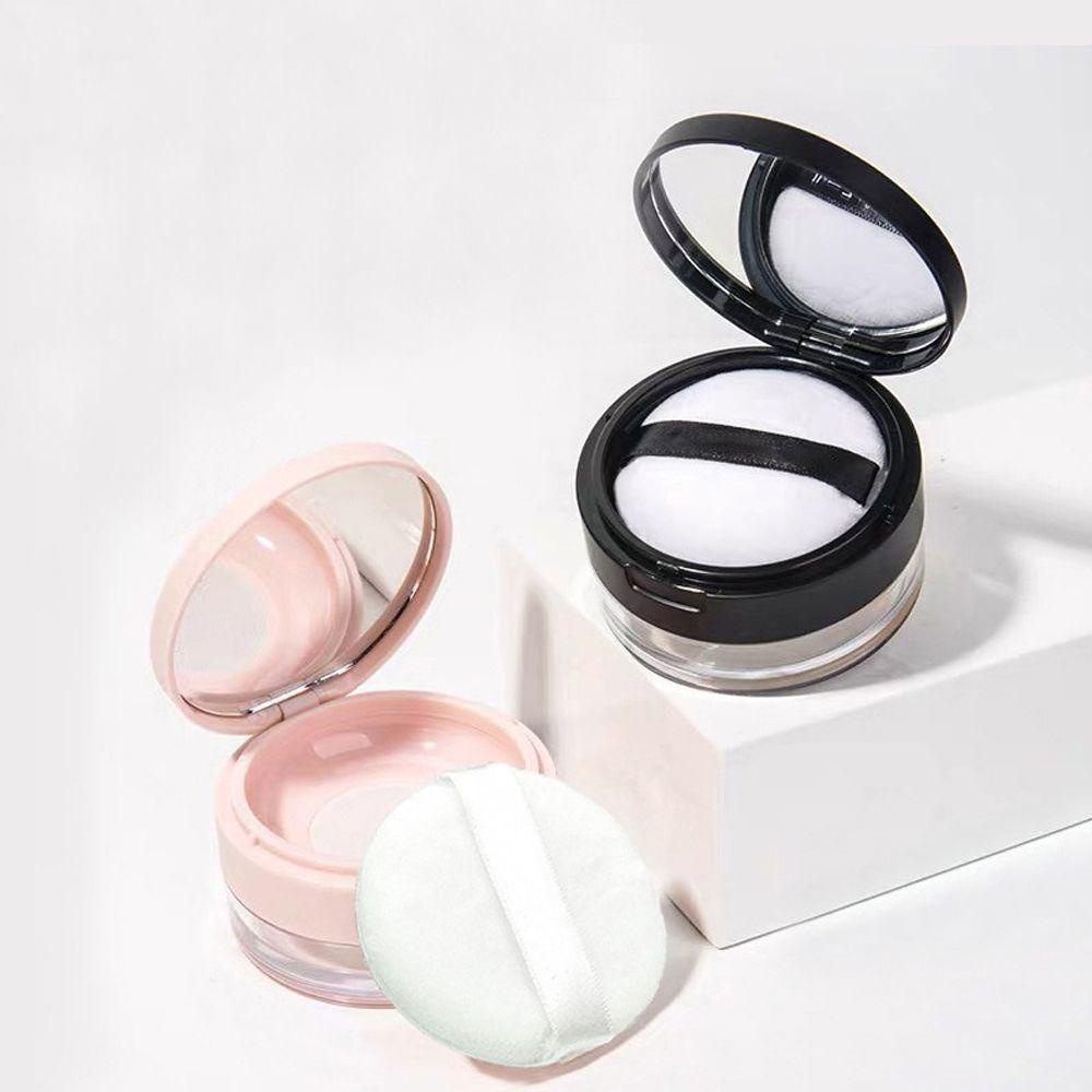 【 ELEGANT 】 Loose Powder Pot Excellent Compact Clear Powdery Cake Box Sifter Round Packing Container Mirror With Puff Travel Makeup Jar