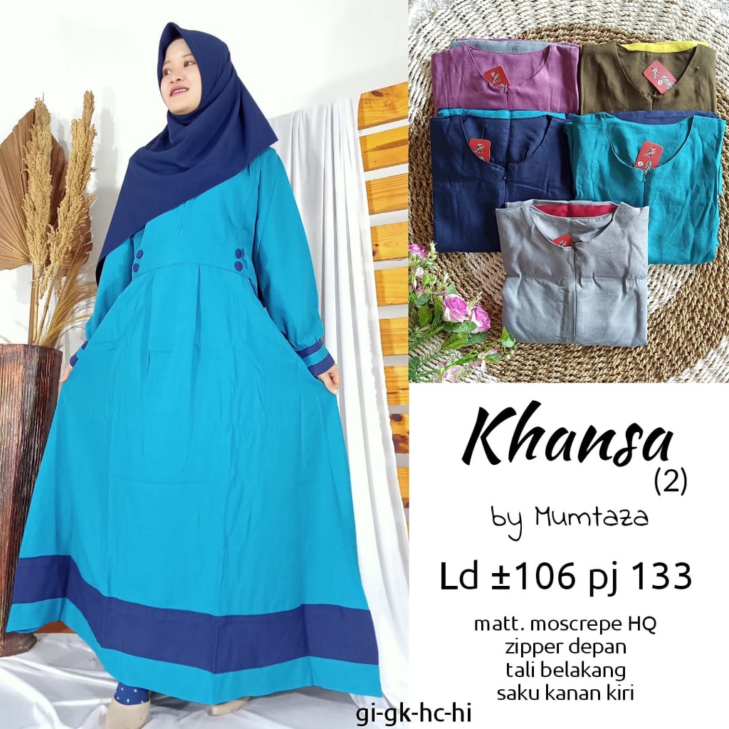Gamis Moscrepe KHANSA, Homedress Gamis Moscrepe Polos, Gamis Polos Wanita Termurah.