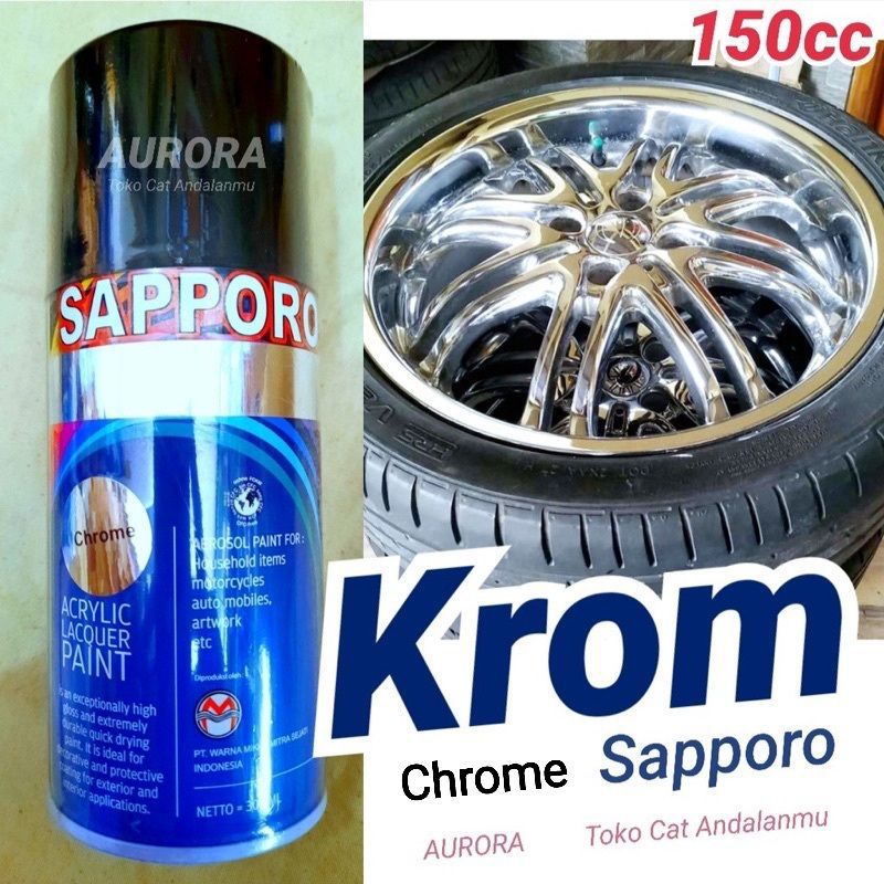 Pilok Pylox Cat Semprot Sapporo CHROME Crom Chrom Krom Crome Stenlis Mengkilap 150ml