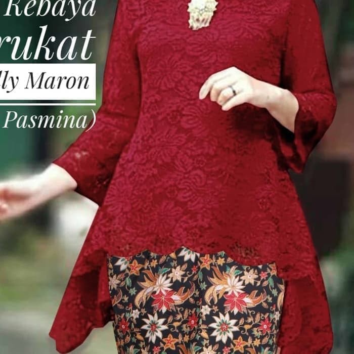 Kebaya/Atasan Kebaya Brukat Rinjani/Kebaya Modern/Kebaya Murah/marun/ijo botol