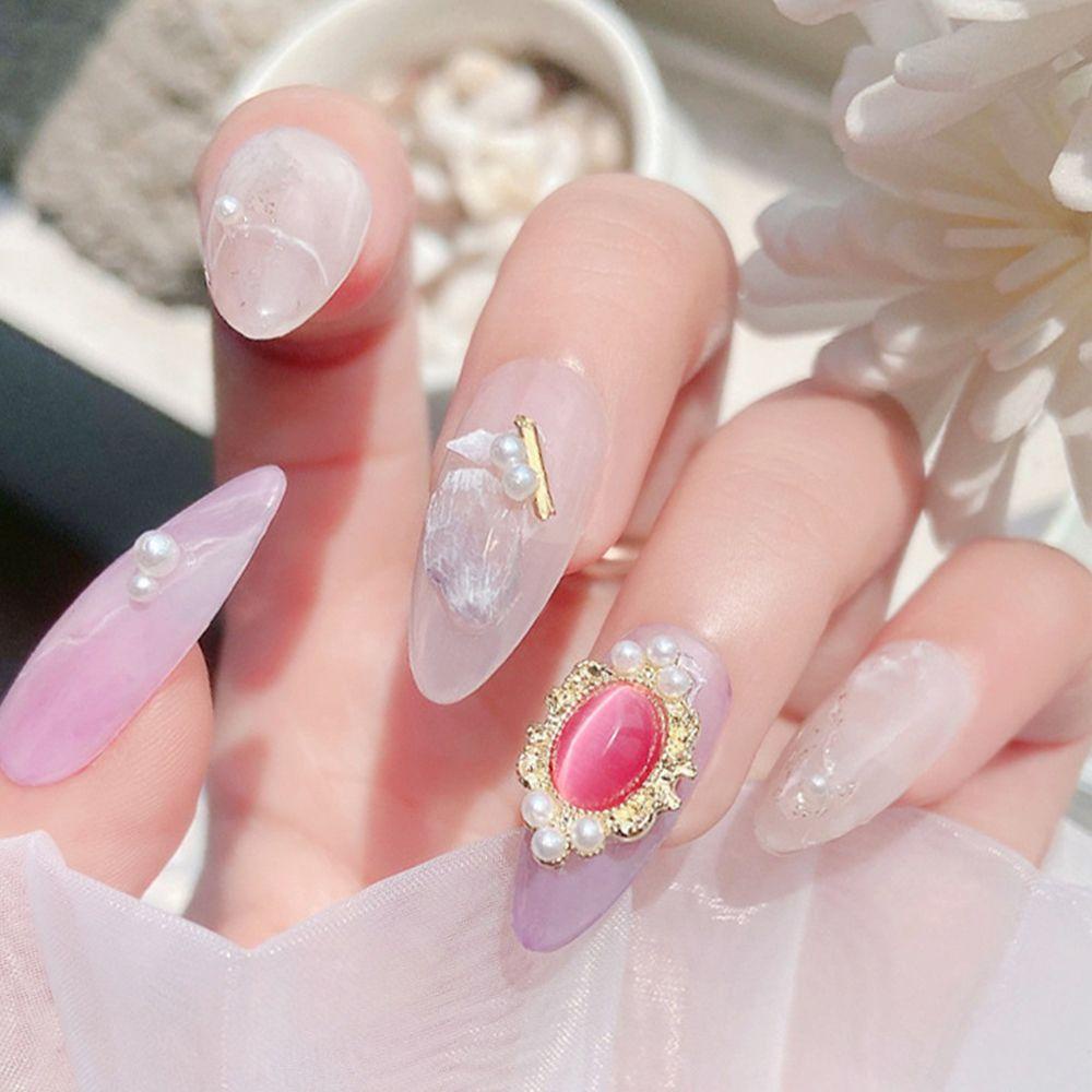 Preva 5PCS Dekorasi Nail Art 3D Mutiara Opal Kristal Aksesoris Kuku