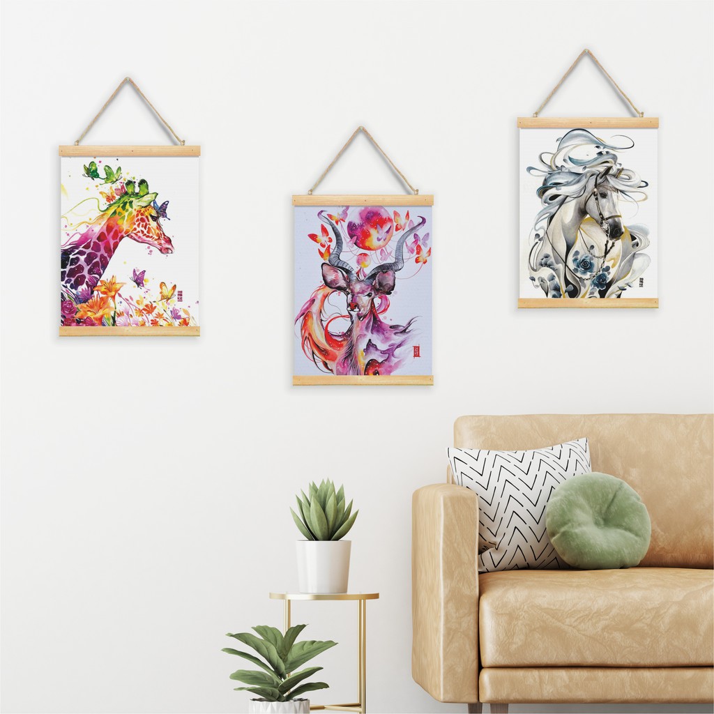 Wooden Projects Hiasan dinding Kanvas Gantung ornament Rusa vintage