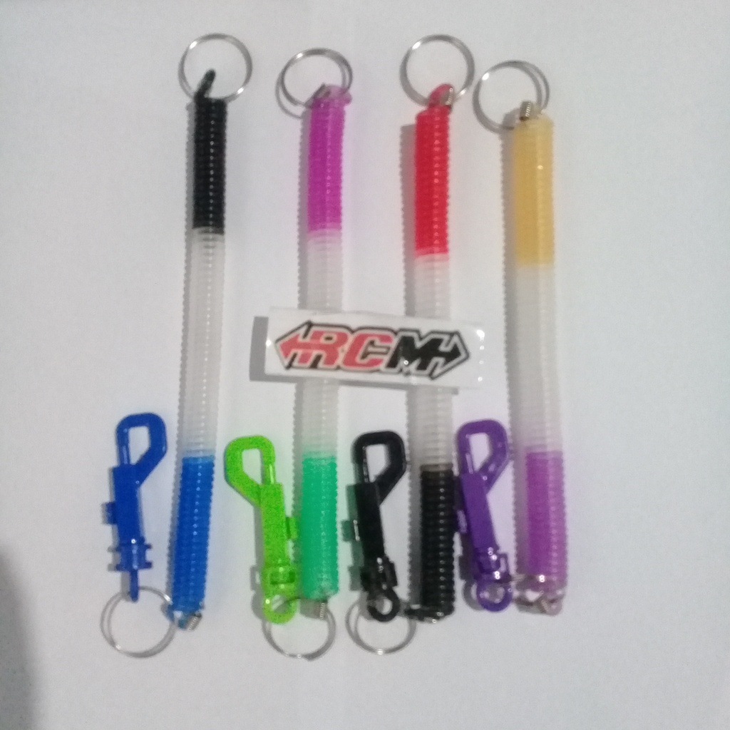 GANTUNGAN KUNCI MODEL SPIRAL KARET PER ELASTIS CANTOLAN KEYCHAIN BERGUNA WARNA RANDOM