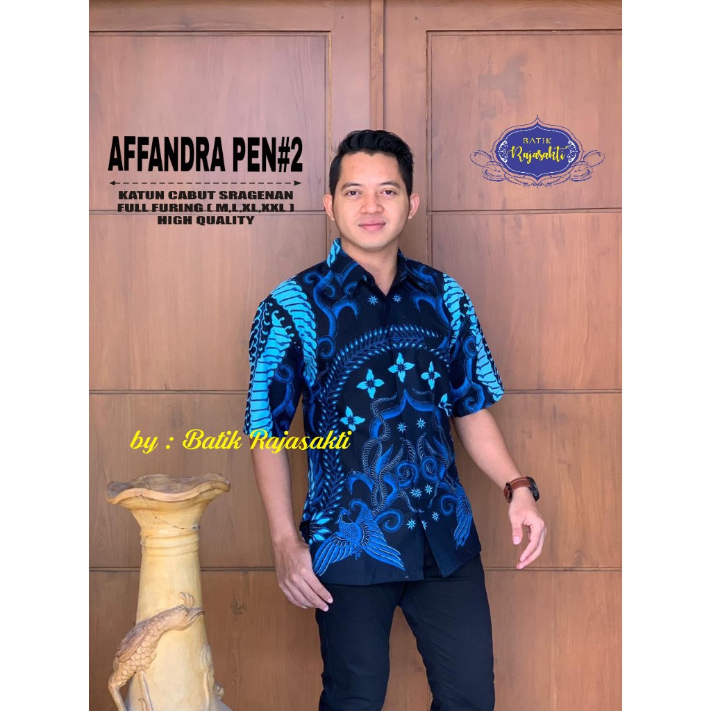 AFFANDRA PEN 2 Kemeja Batik Pria Lengan Pendek Katun Halus FULL FURING Rajasakti