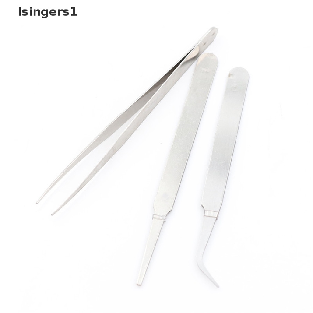 (lsingers1) 3pcs / set Pinset Presisi Bahan Stainless Steel Untuk Reparasi Elektronik DIY