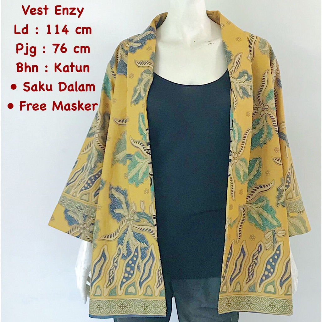 Vest enzy #2 batik solo atasan kerja outer wanita bolero batik