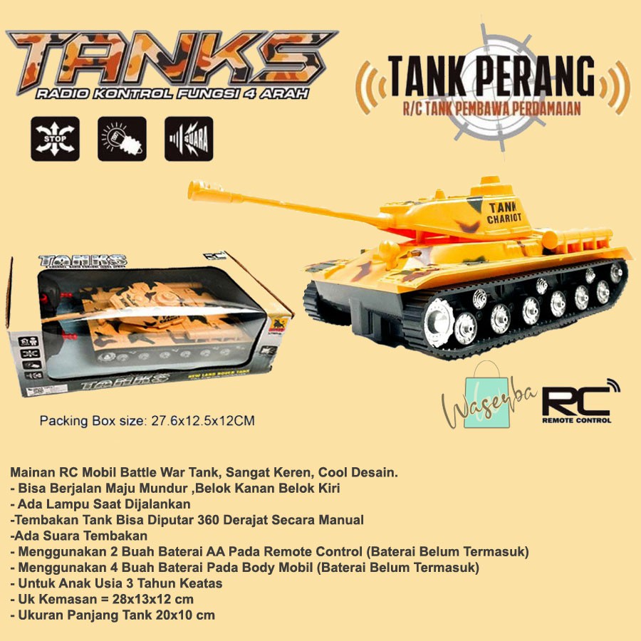 Mobil Military War Tank Remote Control - Mainan Anak Laki Mobil Tank