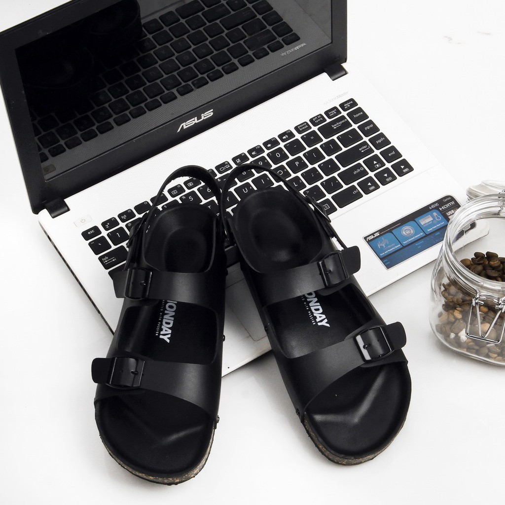 Zora Black | 39-45 | Sendal Strap Kulit Kasual Pria Cowok New Original Lokal Sandal Footwear | FORIND x Story of Monday Mndy