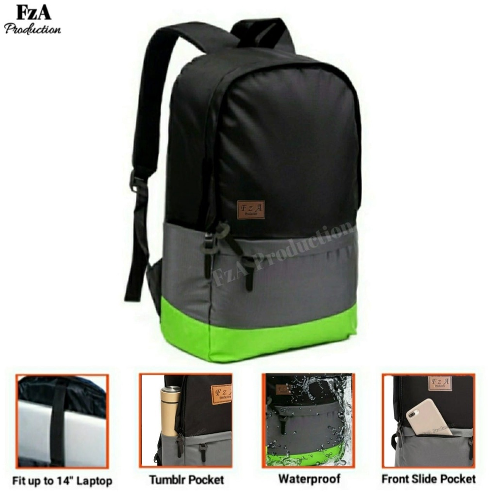 Tas Ransel Gendong Laptop Distro Sekolah Kuliah Pria Wanita Black Murah Original FzA BUY 1 GET 2