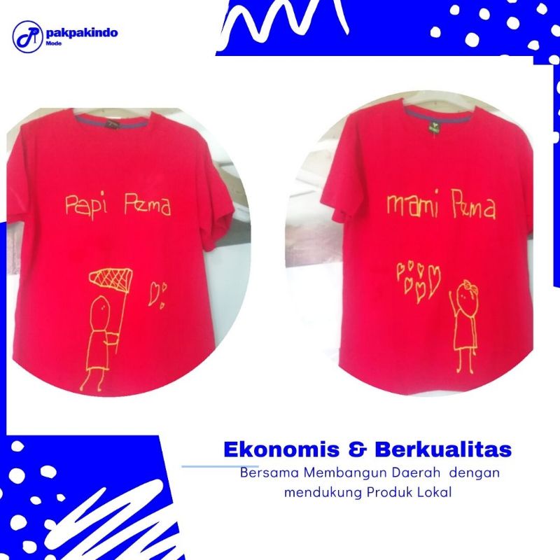 BISA COD - BAJU COUPLE PAKPAK MERAH UNTUK PASANGAN PACAR PREMIUM DISTRO COTTON COMBED 30S MAMI PEMA 
